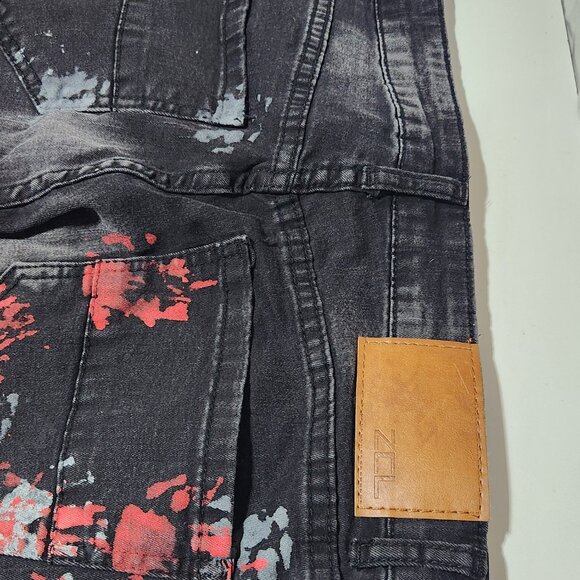 ZCL Skinny Fit Jeans – Black Denim with Red & Gray  Print – Size 32/323 - Picture 6 of 6